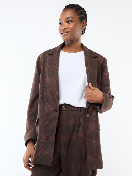 Blazer de manga larga con estampado de cuadros - Kiabi