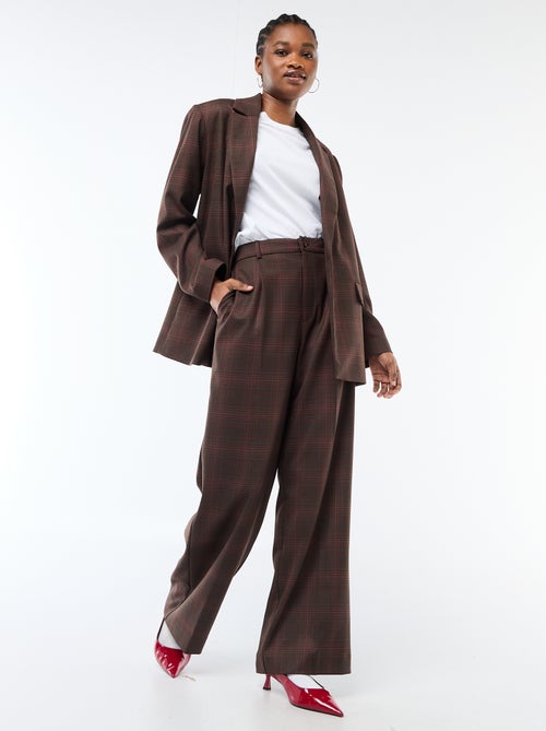 Blazer de manga larga con estampado de cuadros - Kiabi