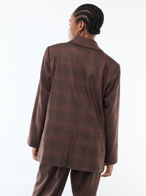 Blazer de manga larga con estampado de cuadros - Kiabi