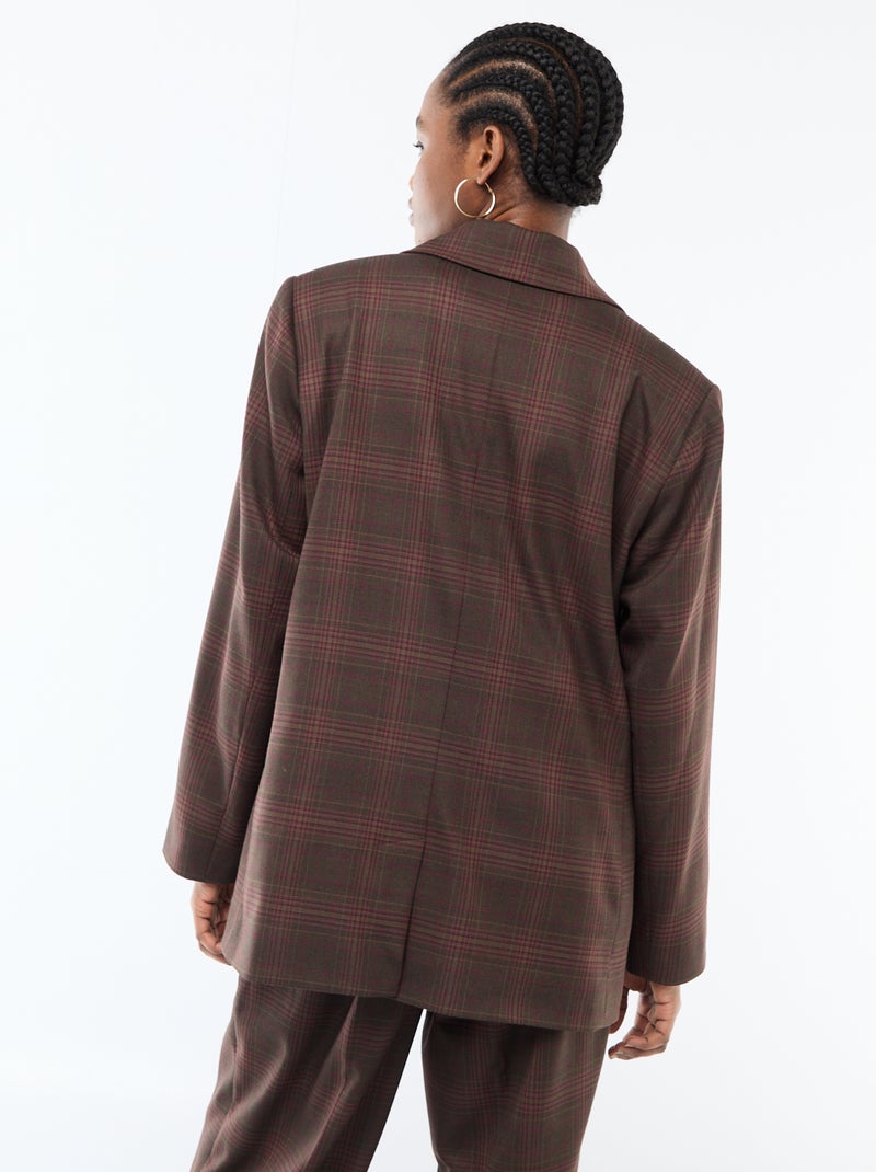 Blazer de manga larga con estampado de cuadros Marron - Kiabi