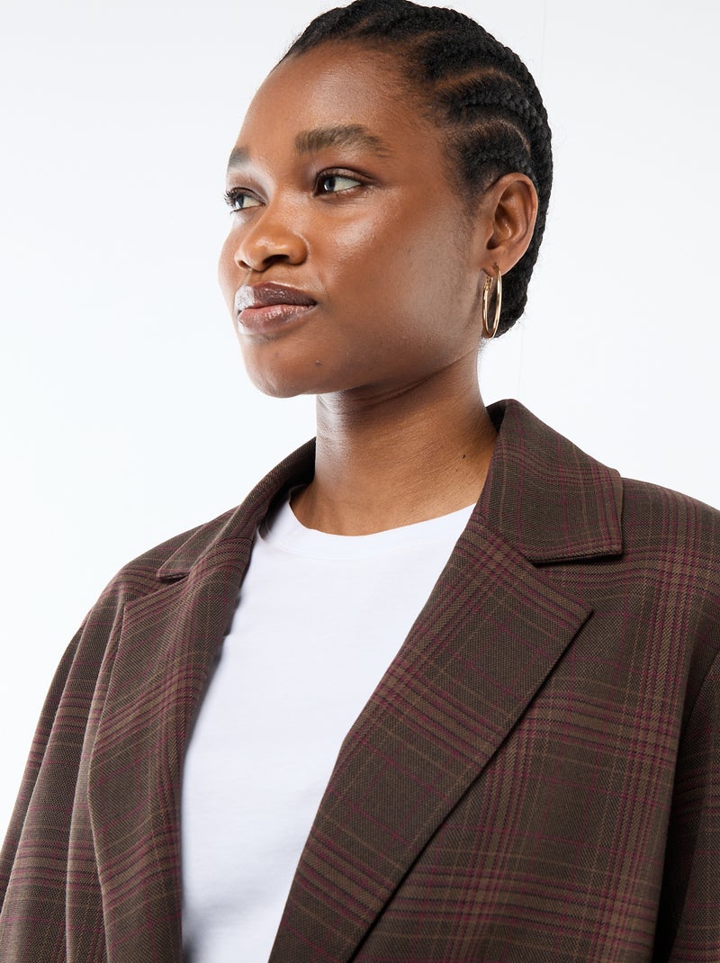 Blazer de manga larga con estampado de cuadros Marron - Kiabi