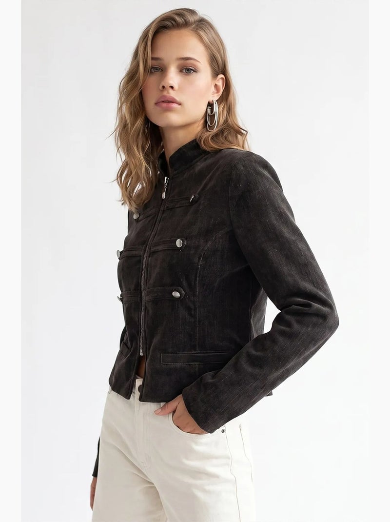 Blazer de mujer entallado mixray Gris negro - Kiabi