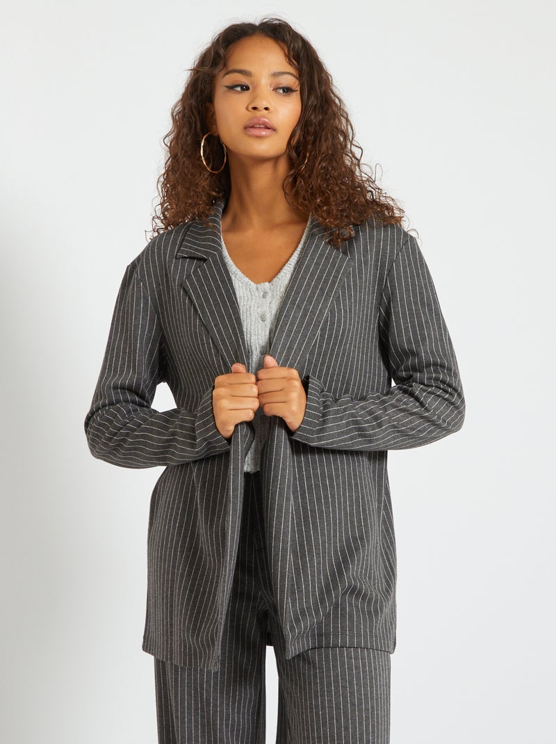 Blazer de punto milano GRIS - Kiabi