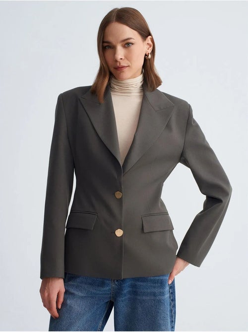 Blazer entallada de crepé con cuello chal dilvin - Kiabi