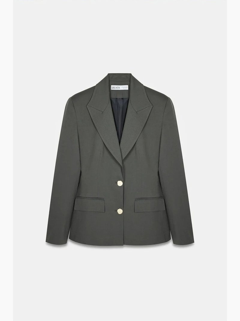 Blazer entallada de crepé con cuello chal dilvin Gris negro - Kiabi