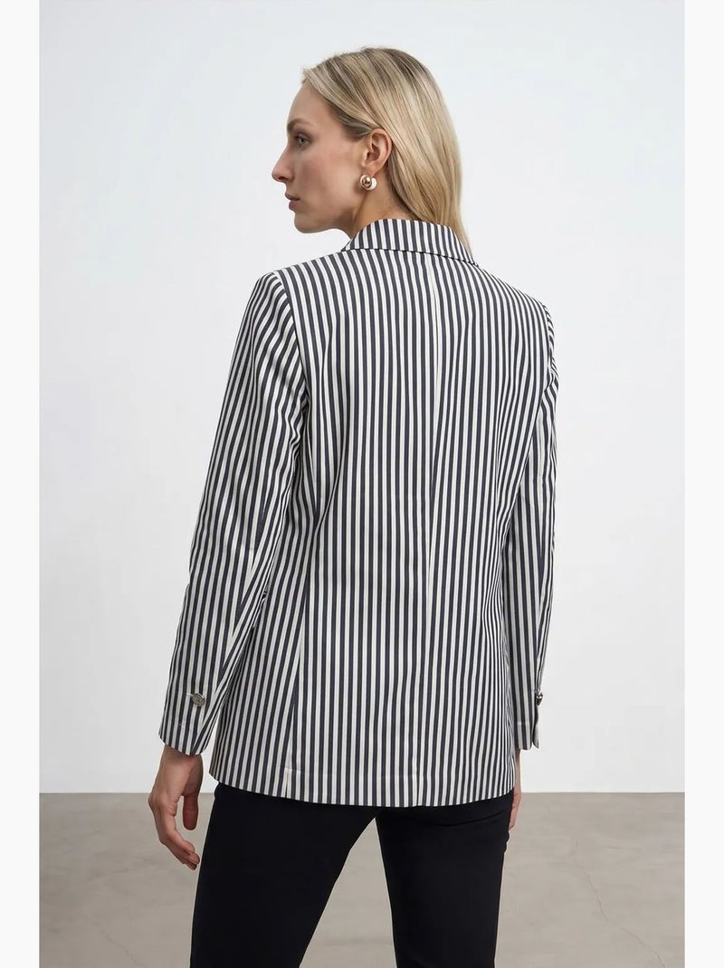 Blazer jacket de popelina a rayas dilvin Blanco roto - Kiabi