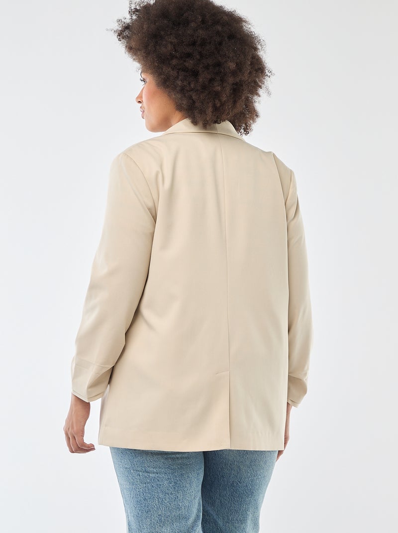 Blazer largo con mangas efecto remangado Beige - Kiabi