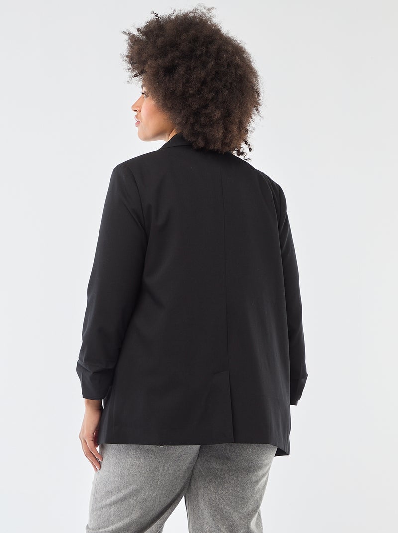 Blazer largo con mangas efecto remangado Negro - Kiabi
