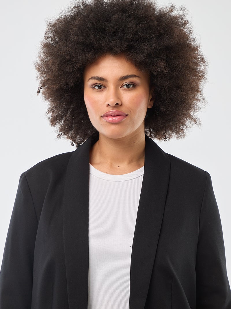 Blazer largo con mangas efecto remangado Negro - Kiabi