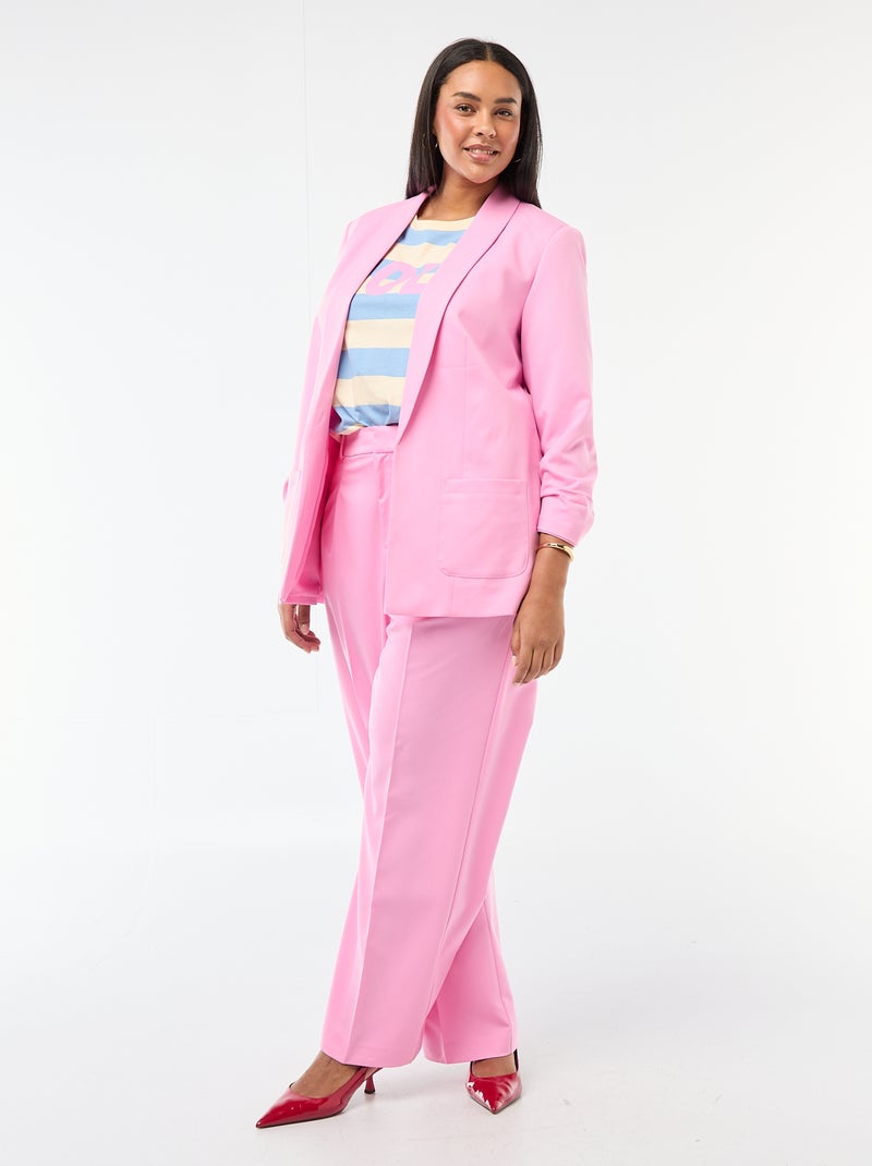 Blazer largo con mangas efecto remangado Rosa - Kiabi