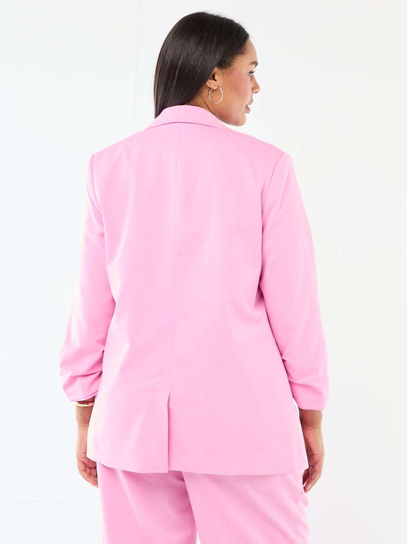 Blazer largo con mangas efecto remangado Rosa - Kiabi