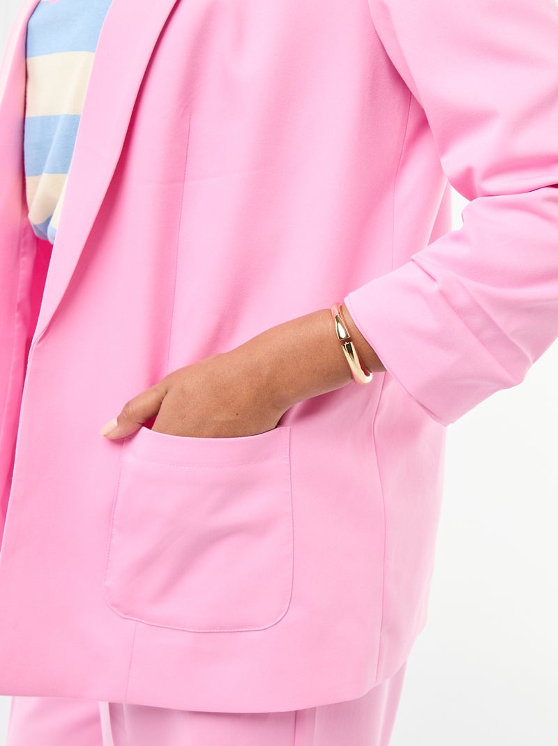 Blazer largo con mangas efecto remangado Rosa - Kiabi