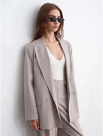 Blazer largo de crepé con cuello chal dilvin