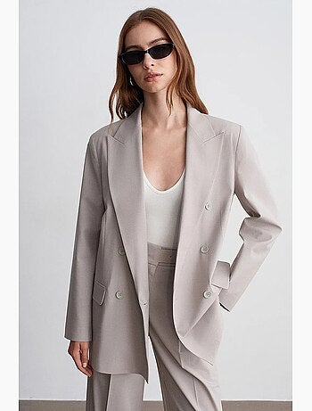 Blazer largo de crepé con cuello chal dilvin