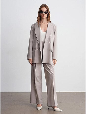 Blazer largo de crepé con cuello chal dilvin