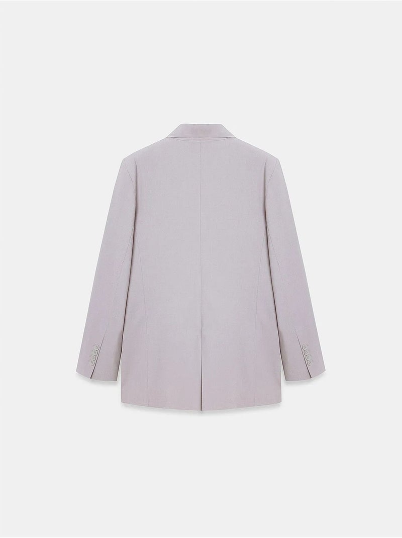 Blazer largo de crepé con cuello chal dilvin Gris claro - Kiabi