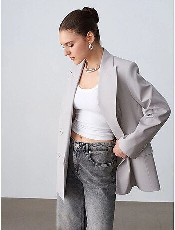 Blazer largo de crepé dilvin