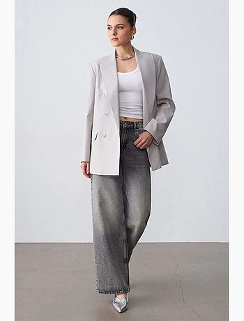 Blazer largo de crepé dilvin
