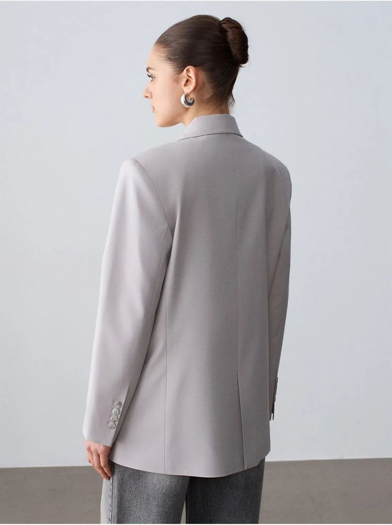 Blazer largo de crepé dilvin Gris claro - Kiabi