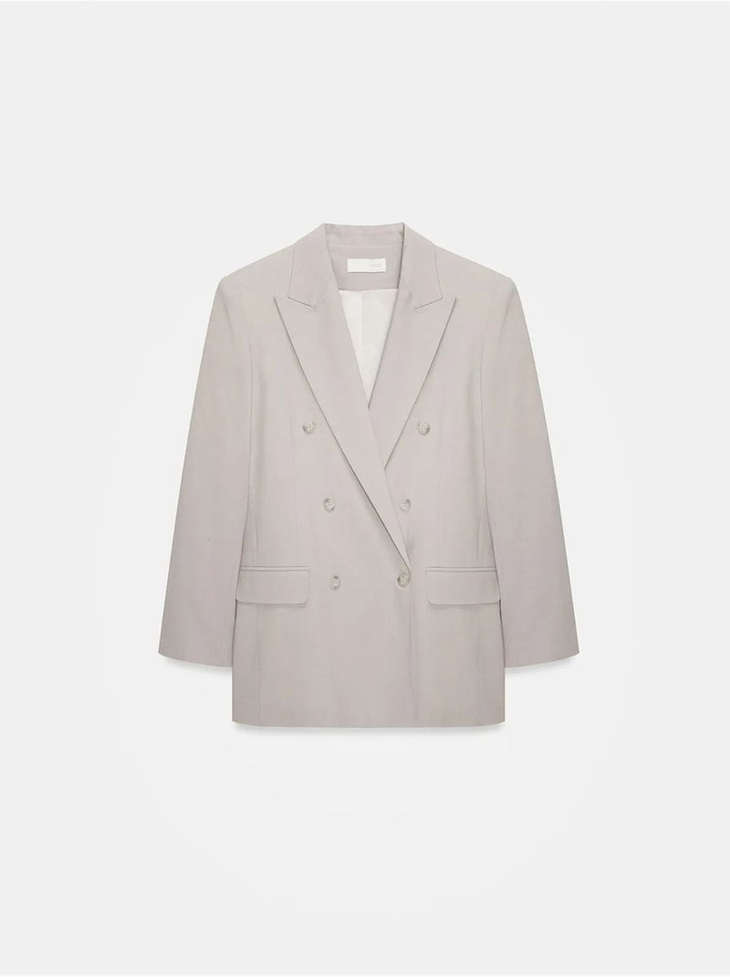 Blazer largo de crepé dilvin Gris claro - Kiabi