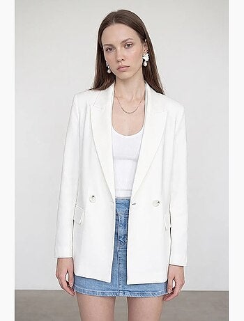 Blazer largo de satén con cuello chal dilvin