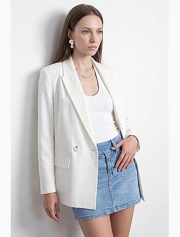 Blazer largo de satén con cuello chal dilvin