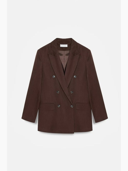 Blazer largo de tencel con cuello chal dilvin - Kiabi Blazer largo de tencel con cuello chal dilvin - Kiabi