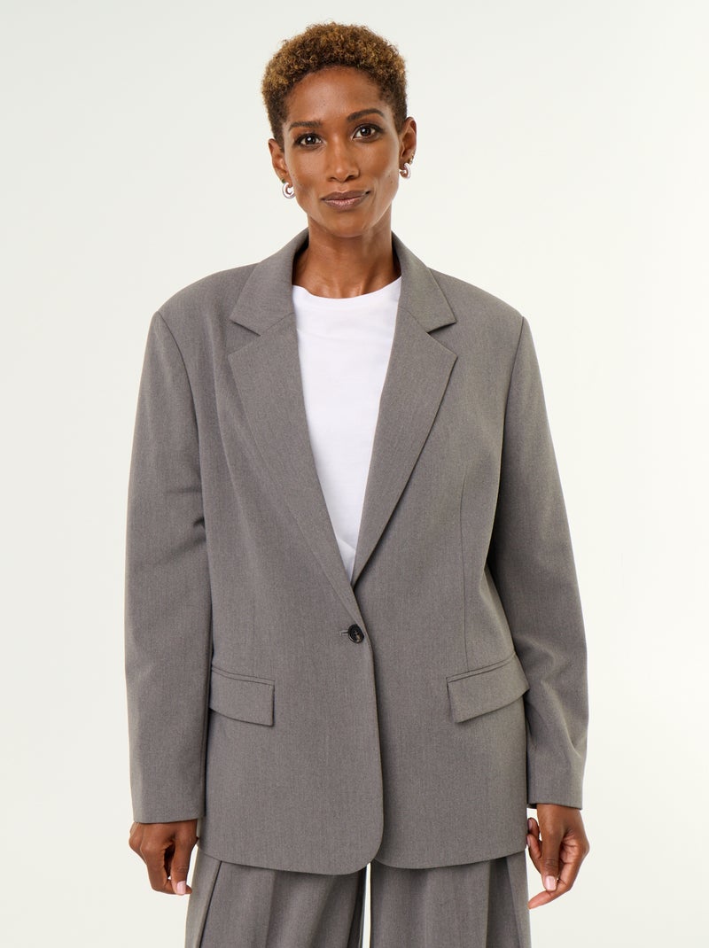 Blazer largo Gris - Kiabi