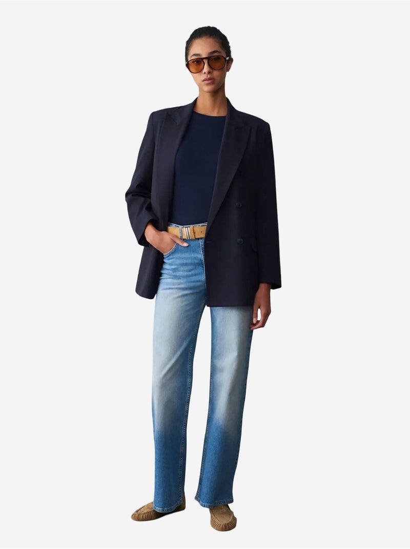 Blazer largo largo de crepé dilvin Azul marino - Kiabi