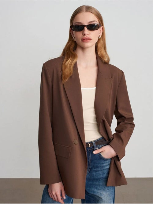 Blazer largo largo de crepé dilvin - Kiabi Blazer largo largo de crepé dilvin - Kiabi