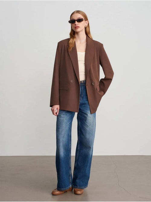 Blazer largo largo de crepé dilvin - Kiabi Blazer largo largo de crepé dilvin - Kiabi