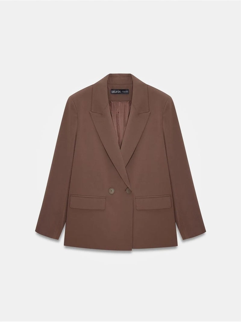 Blazer largo largo de crepé dilvin Marrón chocolate - Kiabi