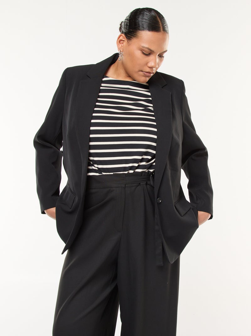 Blazer liso con 2 bolsillos con solapa Negro - Kiabi
