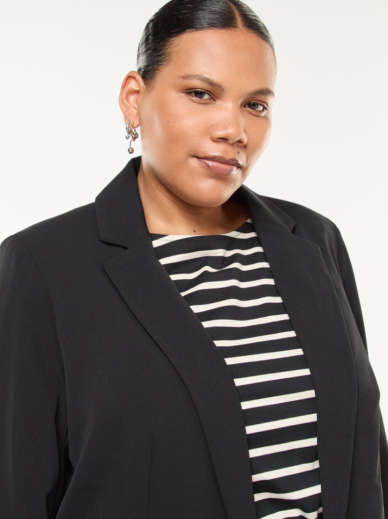 Blazer liso con 2 bolsillos con solapa Negro - Kiabi