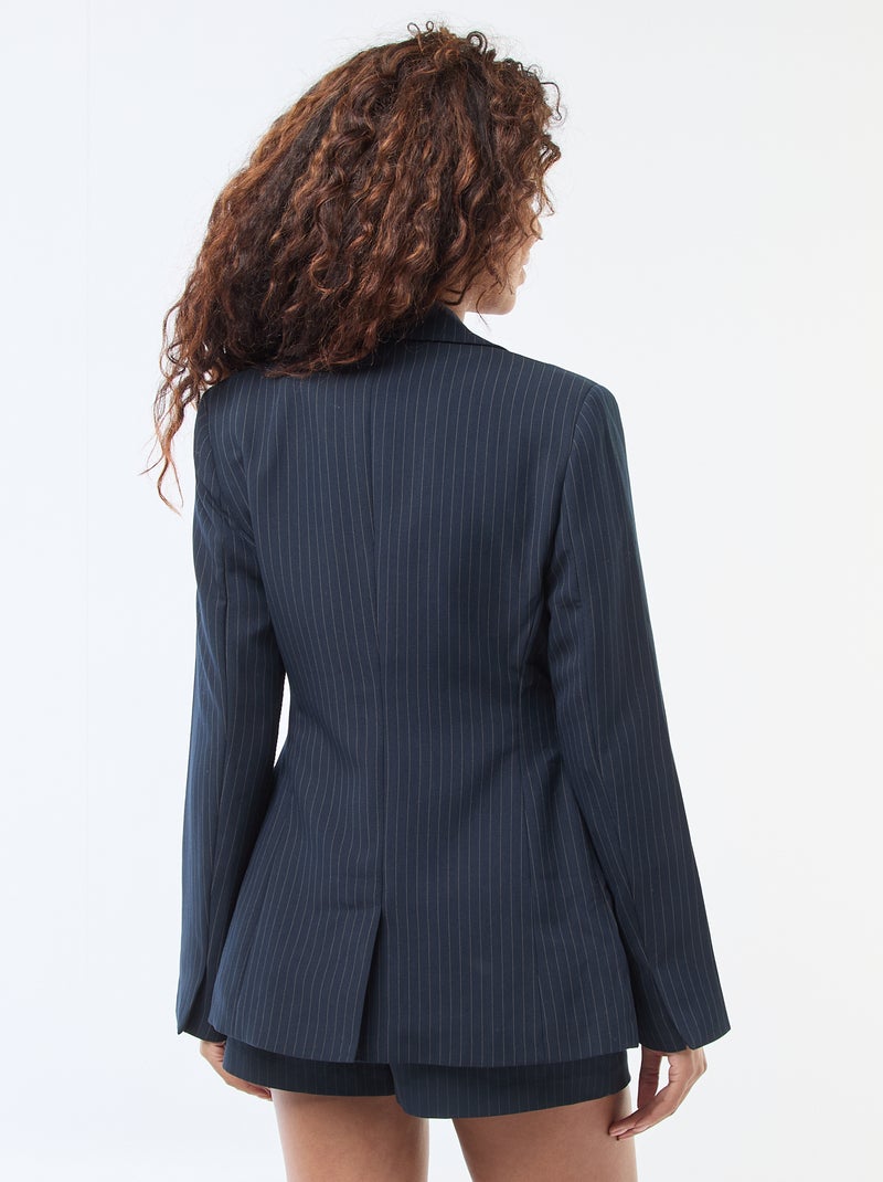 Blazer liso de corte entallado Azul - Kiabi