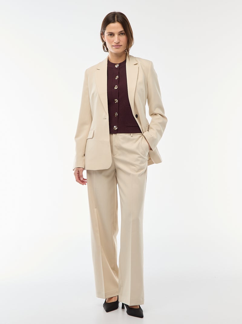 Blazer liso de corte entallado Beige - Kiabi