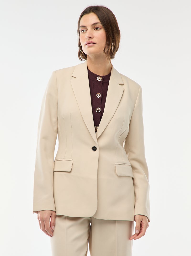 Blazer liso de corte entallado Beige - Kiabi