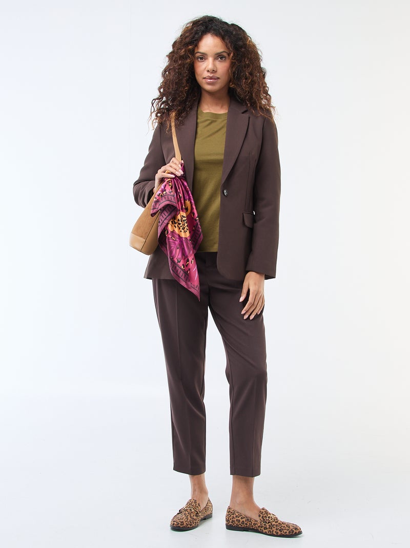 Blazer liso de corte entallado Marron - Kiabi