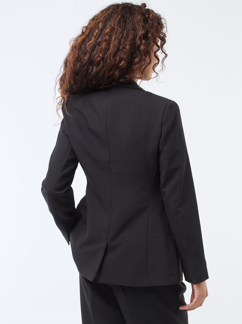 Blazer liso de corte entallado Negro - Kiabi