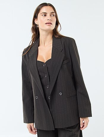 Blazer oversize a rayas con abertura abotonada