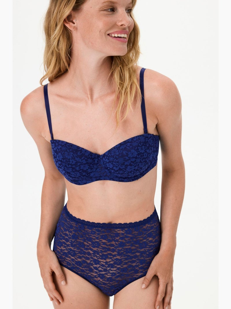 Bloom sujetador de encaje floral con relleno penti Azul cobalto - Kiabi