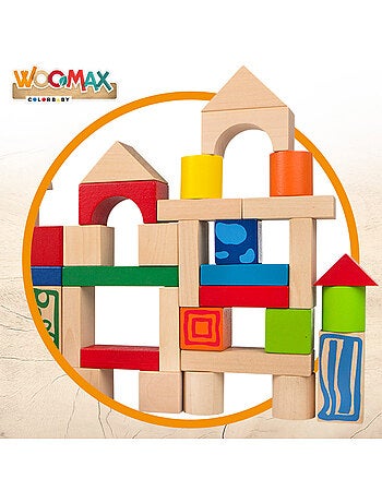 Bloques construcción de madera 50 piezas woomax