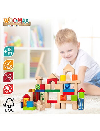 Bloques construcción de madera 50 piezas woomax