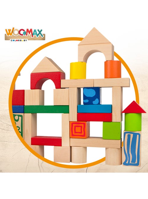 Bloques construcción de madera 50 piezas woomax - Kiabi