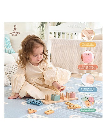 Bloques de madera para apilar - Juego educativo | SUPERBE BEBE