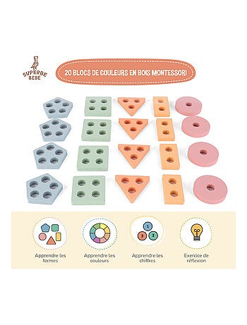 Bloques de madera para apilar - Juego educativo | SUPERBE BEBE