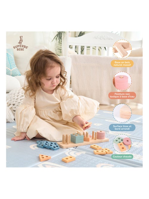 Bloques de madera para apilar - Juego educativo | SUPERBE BEBE - Kiabi Bloques de madera para apilar - Juego educativo | SUPERBE BEBE - Kiabi