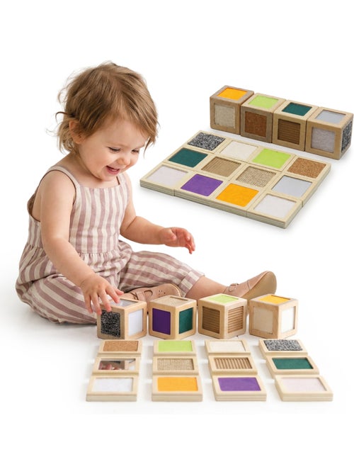 Bloques sensoriales madera ninos 5x5cm 4 cubos 12 fichas mamabrum - Kiabi Bloques sensoriales madera ninos 5x5cm 4 cubos 12 fichas mamabrum - Kiabi