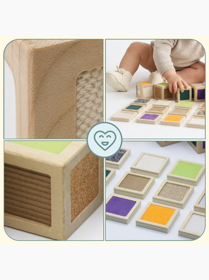 Bloques sensoriales madera ninos 5x5cm 4 cubos 12 fichas mamabrum N/D - Kiabi