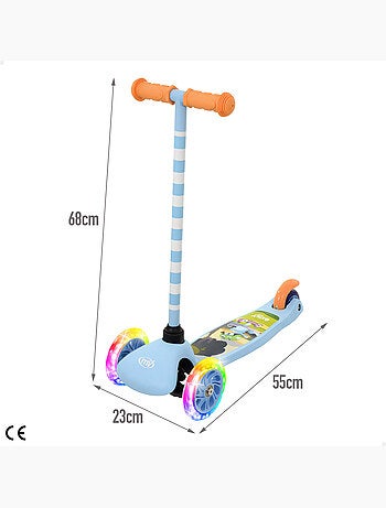 Bluey patinete 3 ruedas 55x23x68 cm máx. 20 kg con luces y freno